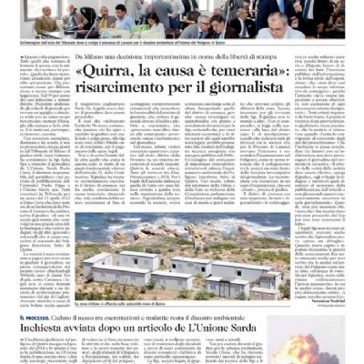 Articolo L'Unione Sarda integrale